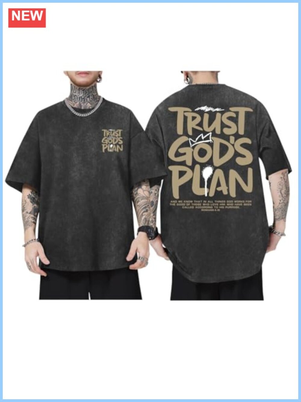 Christian Oversized Acid Wash T-Shirt Men Jesus Faith